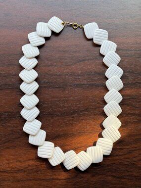 Avon White Lucite Necklace Vintage